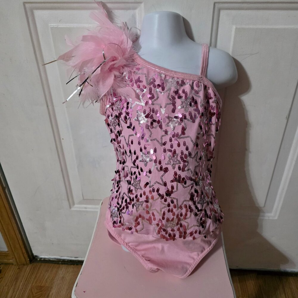 Pretty in Pink Feathered Sequin Leotard